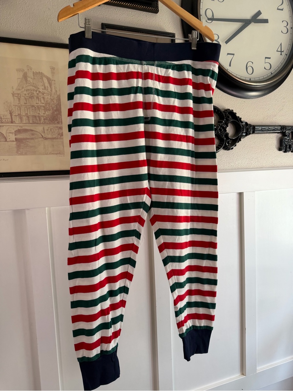 J. Crew Navy Striped Red, Green & White Pajama Pants Sz L k497